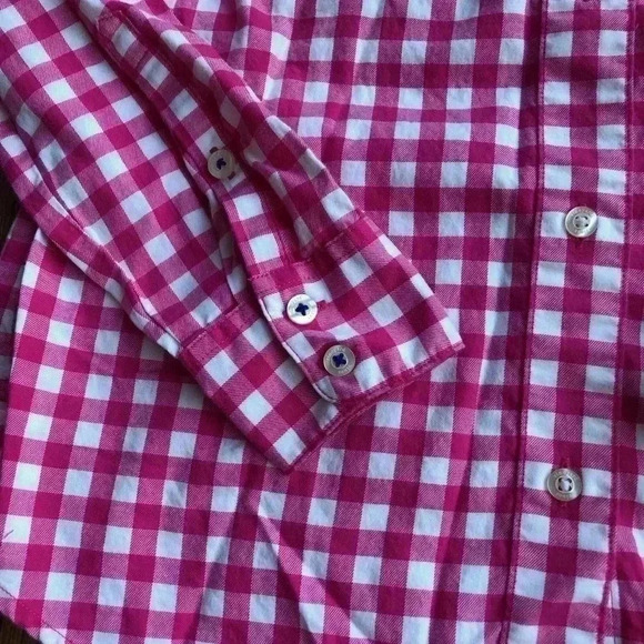 vineyard vines Women’s 4 Pink/White Gingham Signature Cotton Button-Down Shirt - Picture 3 of 10
